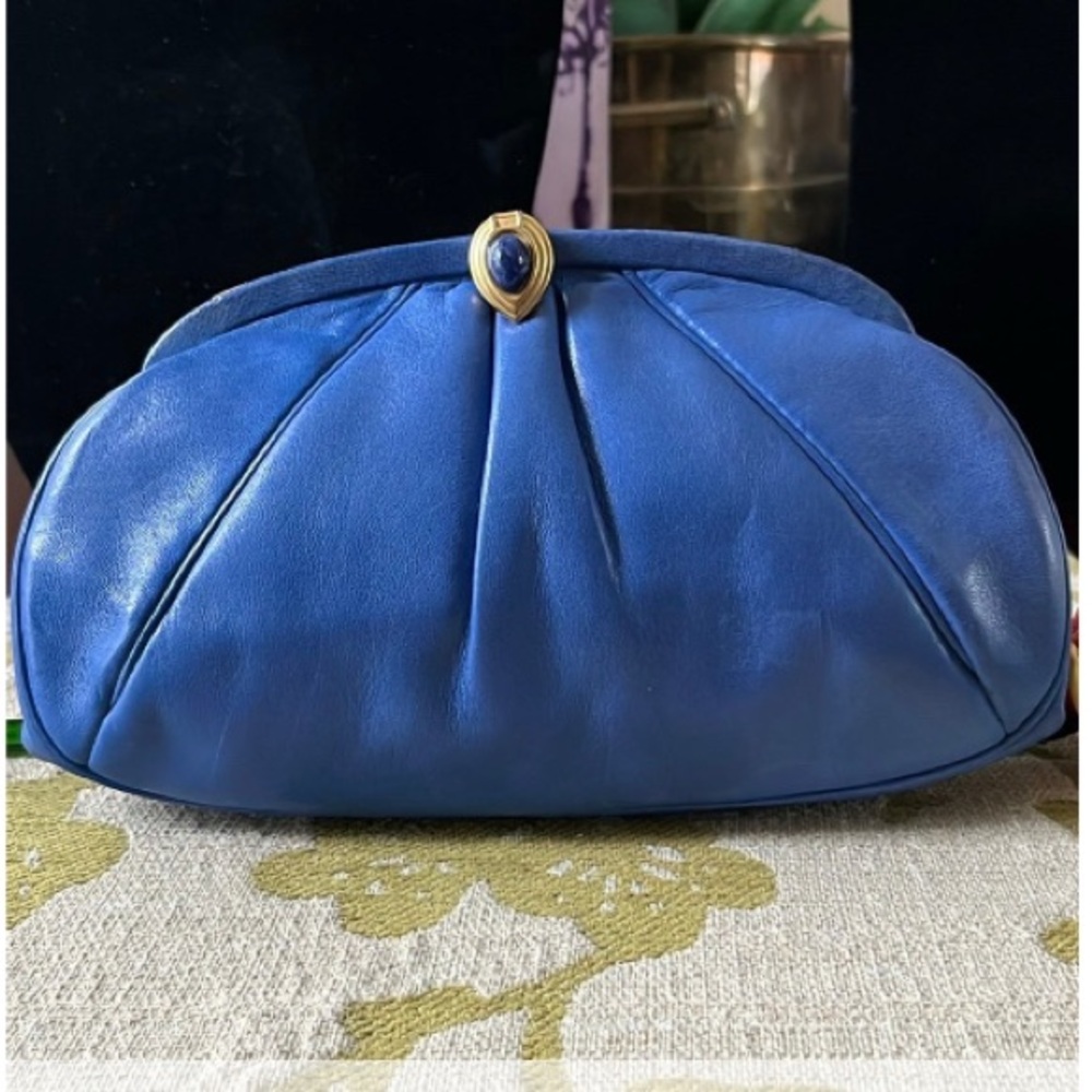Judith Leiber Blue Leather Clutch Bag
